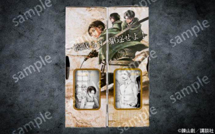 進撃の巨人コラボ梅酒のリヴァイ、エルヴィン、ハンジ3種類のボトルが並んだ高品質な写真